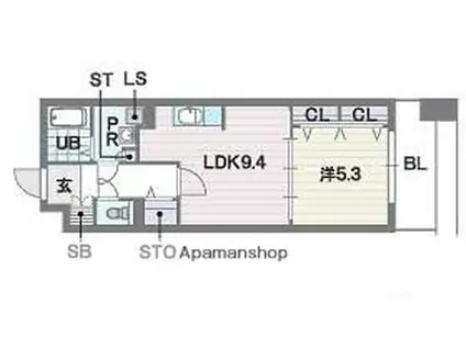 ディー・ウイングタワー(1LDK/13階)の間取り写真