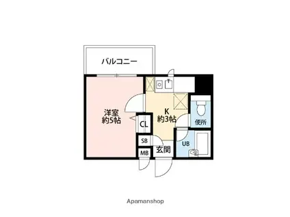 メゾン・ド・唐人(1K/4階)の間取り写真