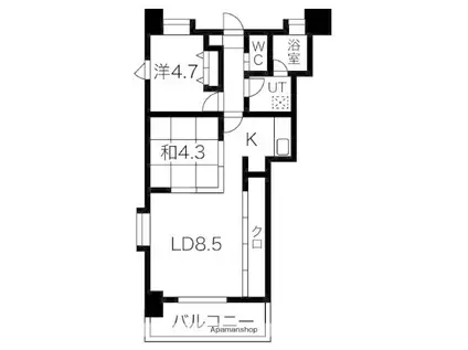 天神リベラ(2LDK/6階)の間取り写真