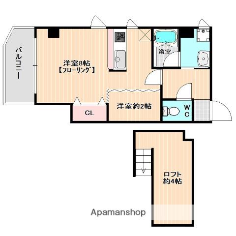 ジェンティーレ薬院1(1LDK/4階)の間取り写真