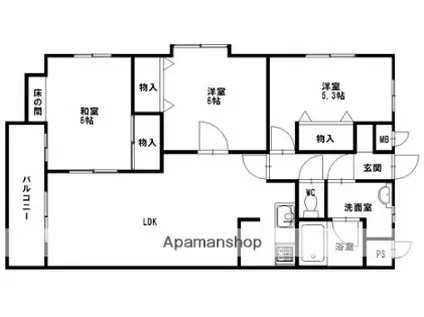 オリオンⅡ(3LDK/2階)の間取り写真