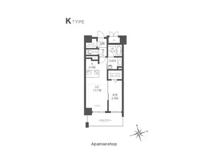 ウェルブライト博多ステーション(1LDK/10階)の間取り写真