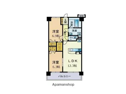 エストアリオ室見(2LDK/1階)の間取り写真