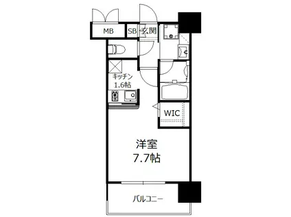 エンクレストベイ天神東Ⅱ(1K/5階)の間取り写真