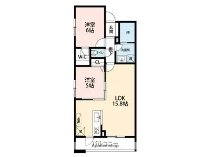 ECLAT(2LDK/1階)の間取り写真