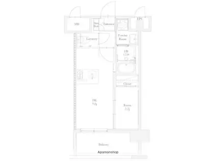 エンクレスト博多駅南FIT(1DK/2階)の間取り写真