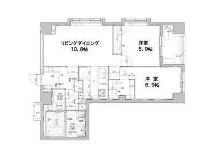 プライマル福岡平尾(2LDK/1階)の間取り写真