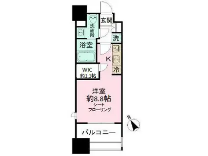 パークアクシス福岡県庁前(ワンルーム/12階)の間取り写真