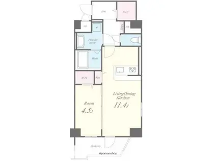 ドゥ バーグ 渡辺通(1LDK/11階)の間取り写真