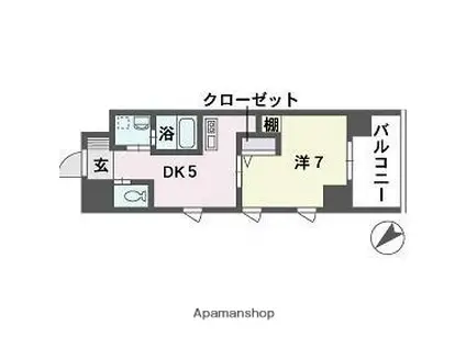 QREST博多東I(1DK/6階)の間取り写真