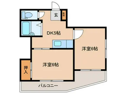 ピア鳥飼Ⅰ(2DK/3階)の間取り写真