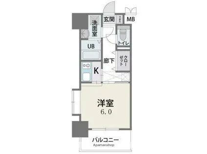 CAVANA天神(1K/14階)の間取り写真