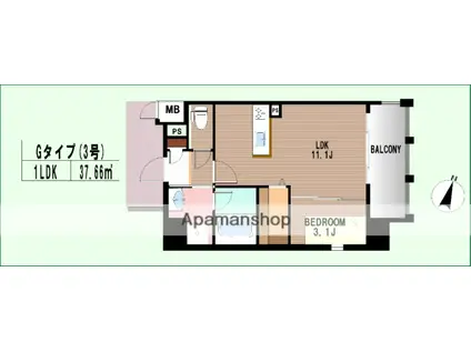 ロイヤル博多駅南(1LDK/14階)の間取り写真