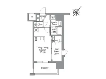 シーズンフラッツ渡辺通(1LDK/6階)の間取り写真