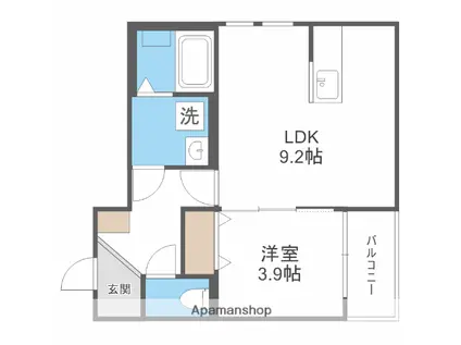 グランレーヴ井尻B棟(1LDK/1階)の間取り写真