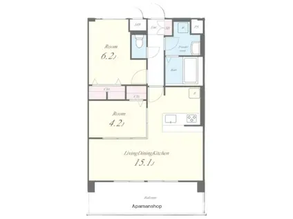 ALUNA箱崎(1K/6階)の間取り写真