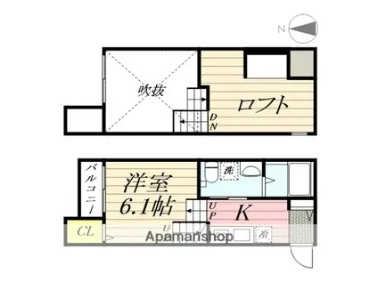 FOREST高木(1K/2階)の間取り写真