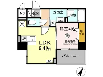 春吉2丁目D-ROOM(1LDK/6階)の間取り写真