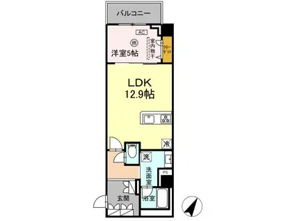 春吉2丁目D-ROOM(1LDK/4階)の間取り写真