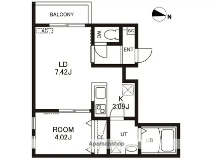 CHERIM竹下Ⅱ(1LDK/2階)の間取り写真
