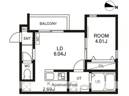 CHERIM竹下Ⅱ(1LDK/2階)の間取り写真