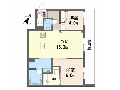 シャーメゾン高宮通(2LDK/1階)の間取り写真