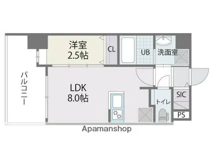 アルティザ博多ミッドシティ(1LDK/11階)の間取り写真