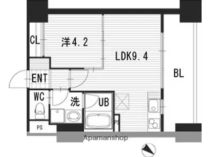 ステイシス博多駅前(1LDK/2階)の間取り写真