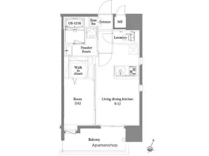 エンクレスト博多MATE(1LDK/8階)の間取り写真