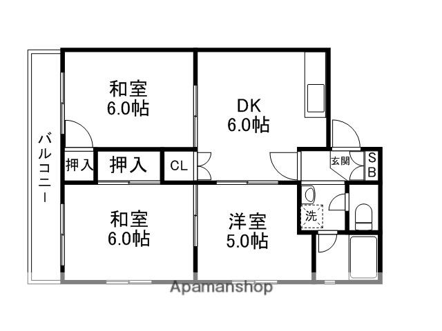 大神ビル(2LDK/5階)の間取り写真