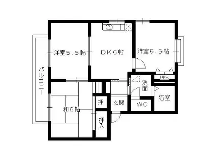 グレース野間(3DK/1階)の間取り写真
