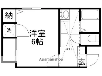ベネフィスタウン七隈Ⅱ(1K/2階)の間取り写真