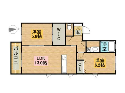 フルール シャルマン(2LDK/1階)の間取り写真