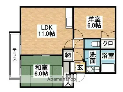 ペイサージュ(2LDK/2階)の間取り写真