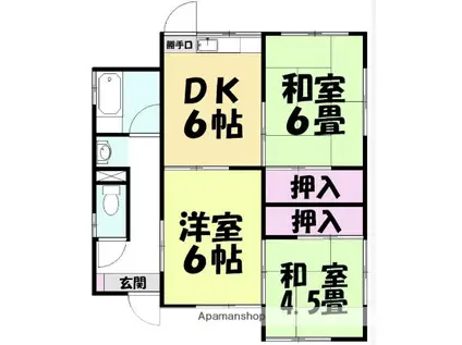 香椎線 宇美駅 徒歩11分 1階建 築45年(3DK)の間取り写真