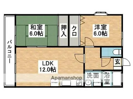 ブロッサムイースト(2LDK/1階)の間取り写真