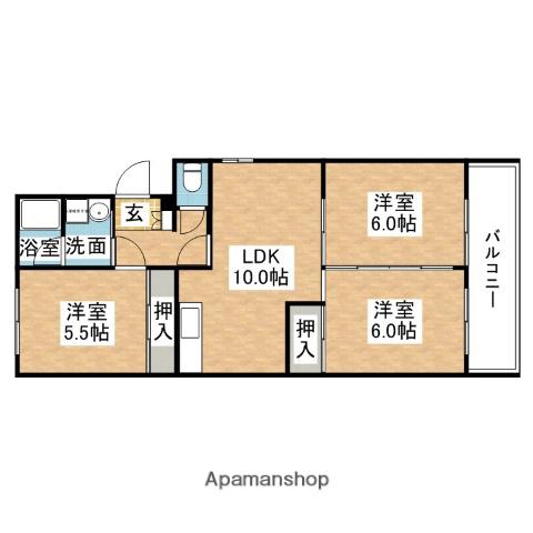 カーサ内橋(3LDK/2階)の間取り写真