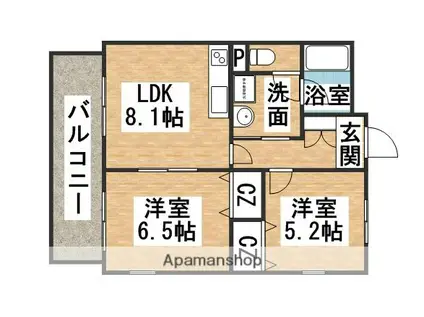 サンパティーク宇美(2LDK/2階)の間取り写真