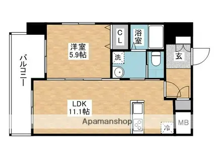 グランディス空港東(1LDK/3階)の間取り写真