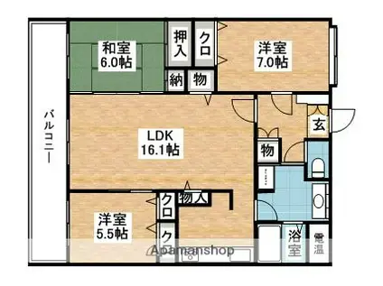 ベンタナヒルズ篠栗11号館(3LDK/2階)の間取り写真