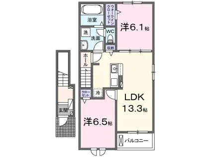 クレアージュ・ウミⅡ(2LDK/2階)の間取り写真