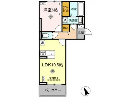 シエル原田(1LDK/2階)の間取り写真