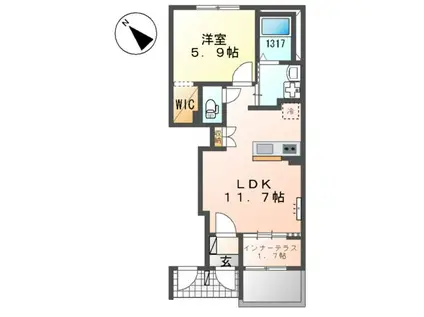サクラテラス(1LDK/1階)の間取り写真
