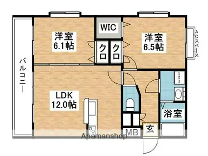 M・ウィスタリア(2LDK/3階)の間取り写真
