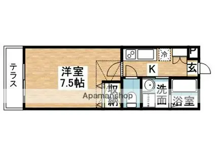 ドミールジャルダン(1K/2階)の間取り写真