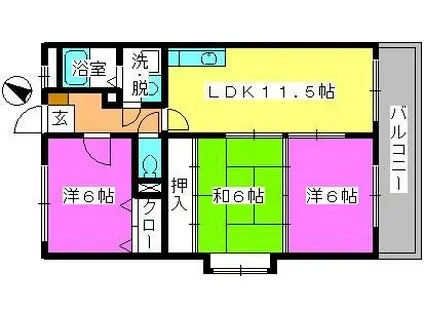セントレージ博多(3LDK/2階)の間取り写真