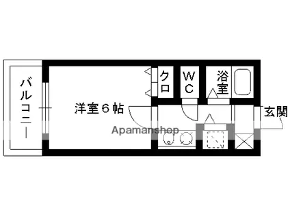 ライオンズマンション県庁東(1K/5階)の間取り写真