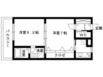 エンクレスト福岡(2K/13階)の間取り写真