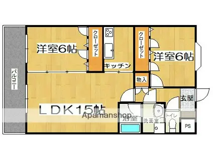パサージュ若草Ⅱ(2LDK/3階)の間取り写真