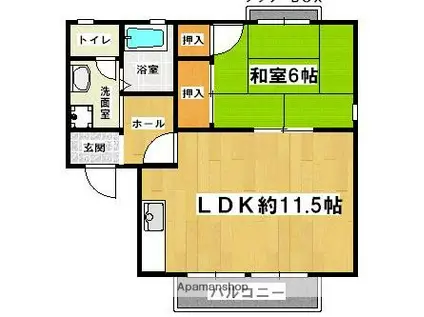 エミネンス連歌屋(1LDK/2階)の間取り写真